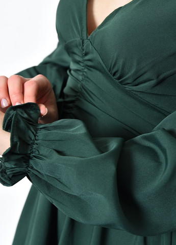 Зеленое кэжуал платье женское шифоновое зеленого цвета баллон Let's Shop однотонное
