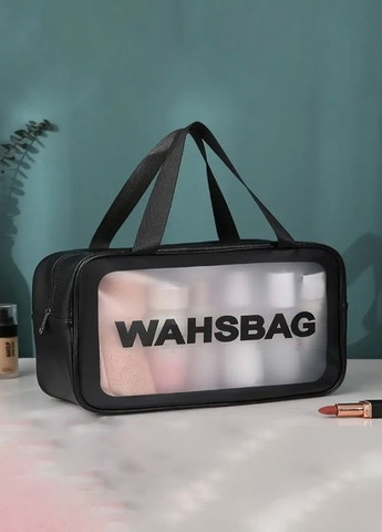 Жіноча косметичка WASHBAG органайзер з двома ручками середня чорна No Brand (266897480)