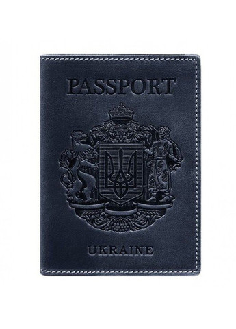 Шкіряна обкладинка для паспорта з українським гербом синя BN-OP-UA-NN BlankNote (263519295)