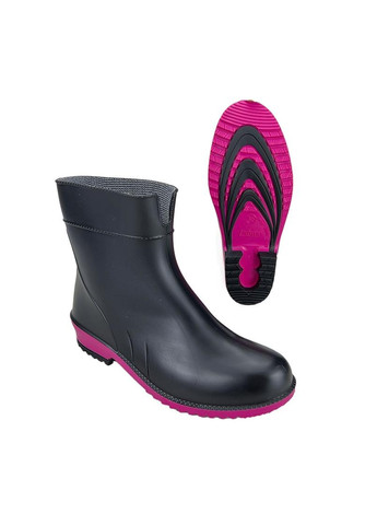 Жіночі гумові чоботи (ботики) чорно-рожеві 863 Litma (257470019)