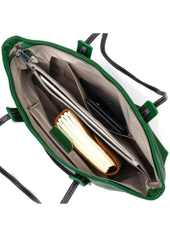 Сумка для женщин вместительная из натуральной кожи 22119 Зеленая Vintage (260359818)