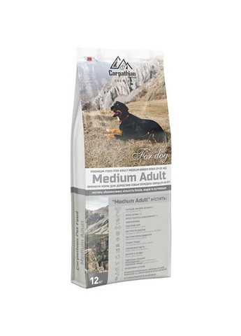 Carpathian Medium Adult Для взрослых собак средних пород. С курицей 32% и палтусом 7%. 12 кг. Carpathian Pet Food (275924984)
