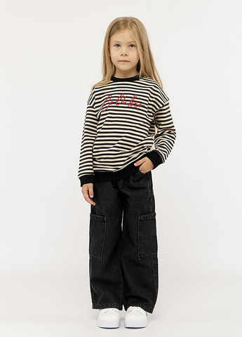 Серые демисезонные джинсы для девочки цвет серый цб-00224298 Cemix