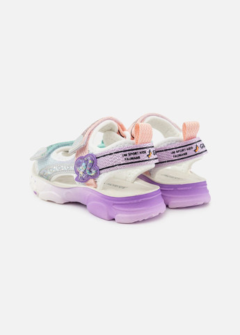 Цветные босоножки для девочки цвет бело-фиолетовый цб-00179564 Мышонок