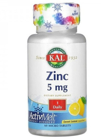 Zinc 5 mg 60 Micro Tablets Sweet Lemon KAL (256724389)