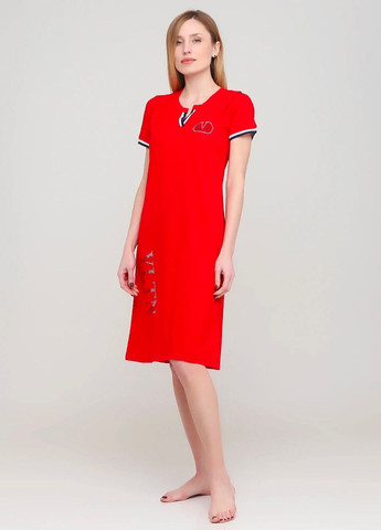 Красное домашнее платье RUKIM однотонное