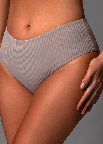 Сірий купальник роздільний жіночий рубчик топ на одне плече із високими плавками сірий Maybel