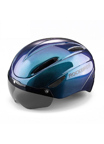 Шолом спортивний велосипедний із затемненими окулярами на магнітах 26 х 21 х 17 см L-XL (474105-Prob) Синій мультиколір Unbranded (257374496)