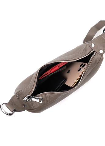 Шкіряна сумка напівкруглого формату з однією ручкою 22412 Сіра Vintage (276457599)