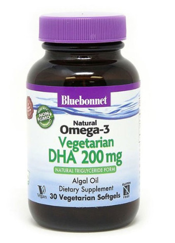 Omega 3 Vegetarian, DHA 200 mg 30 Veg Softgels BLB0908 Bluebonnet Nutrition (256724423)