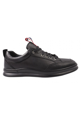 Чорні кросівки чоловічі з натуральної шкіри, на низькому ходу, на шнурівці, колір чорний, туреччина Ridge 427-21DTC