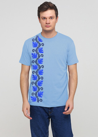 Блакитна футболка чоловіча блакитна з орнаментом з коротким рукавом Malta