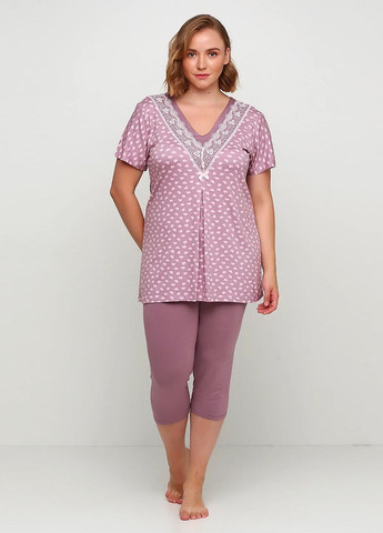 Розовая всесезон піжама (футболка,капрі) футболка + капри Cotpark