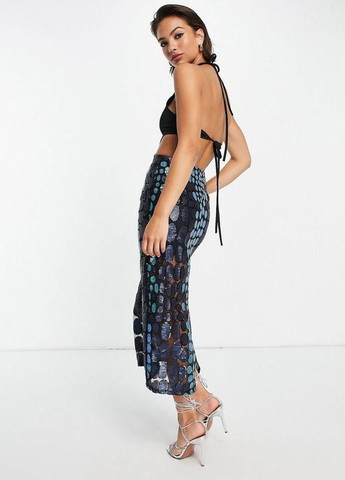 Комбинированное нежно-розовое платье макси с длинными рукавами и плиссированной юбкой design Asos