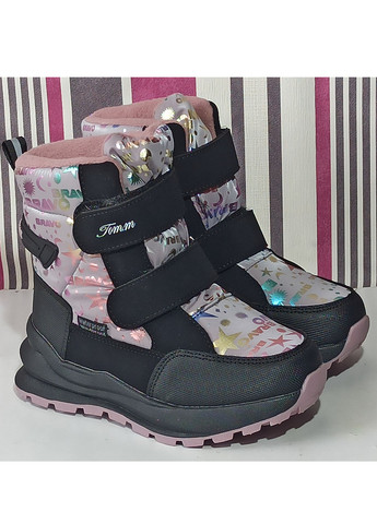 Розово-лиловые повседневные зимние детские зимние ботинки для девочки на овчине 10789в 30-20см Tom.M