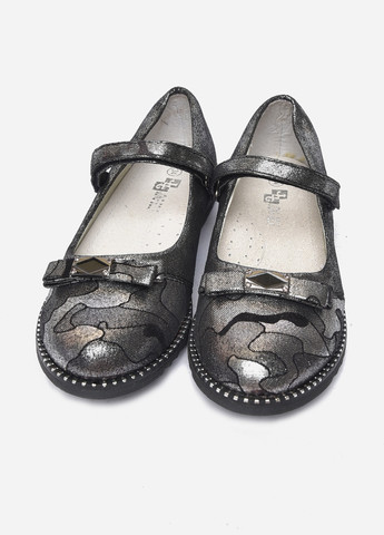 Серые туфли детские девочка с бантиком серого цвета без шнурков Let's Shop