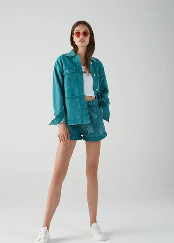 Мятная джинсова куртка,м'ятний, Pull & Bear