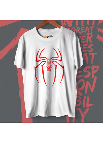 Белая футболка с принтом человек паук w No Brand