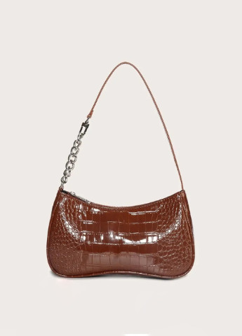 Жіноча сумочка багет рептилія 047 коричнева No Brand (256989671)
