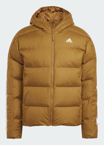 Горчичная зимняя куртка essentials midweight down hooded jacket ik3215 adidas