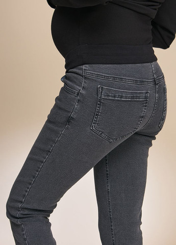Облегающие удобные джинсы для беременных черно-серые Skinny fit Юла мама - (276248951)