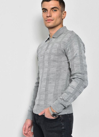 Серый демисезонный свитер мужской однотонный серого цвета пуловер Let's Shop