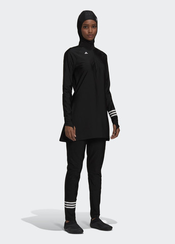 Черный летний лонгслив для плавания 3-stripes adidas