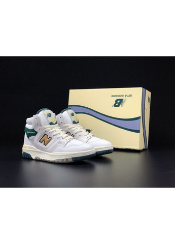 Білі Осінні чоловічі кросівки білі із зеленим\жовті «no name» New Balance 650