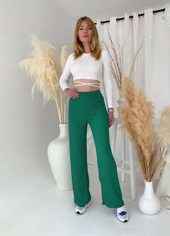 Зеленые кэжуал демисезонные палаццо брюки Jolie