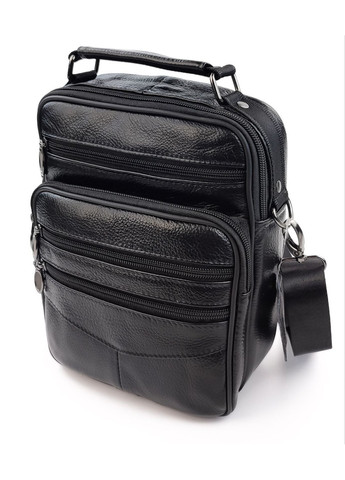 Кожаная сумка-мессенджер мужская с ручкой для ладони AN-901 18x23x7-9 Черная JZ (259578264)