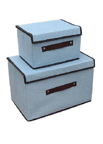 Набор органайзеров ящик бокс короб для хранения вещей одежды белья игрушек с крышкой на липучке (474608-Prob) Голубой Unbranded (259109596)