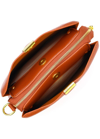 Стильная женская сумка на три отделения из натуральной кожи 22105 Рыжая Vintage (260359798)