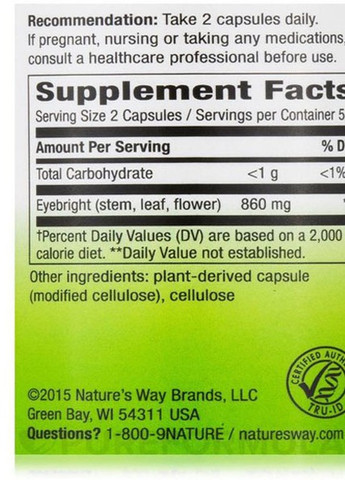Eyebright Herb 430 mg 100 Caps Nature's Way (258661486)