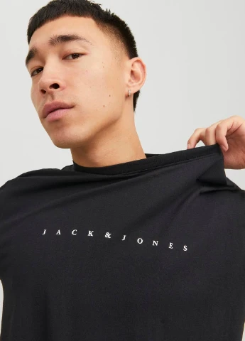 Чорна футболка basic,чорний з принтом,jack&jones Jack & Jones
