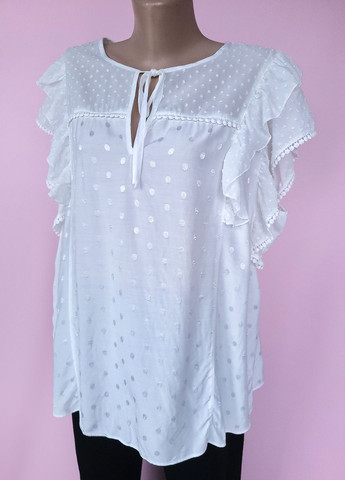 Біла блузка жіноча однотонна в горошок F&F