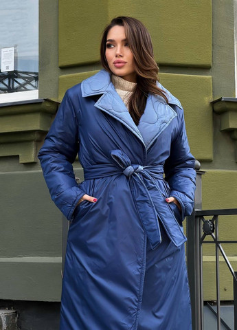 Синяя женская двухстороняя куртка плащевка No Brand