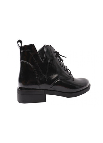 ботинки женские из натуральной лаковой кожи, на низком ходу, черные, украина R&Y