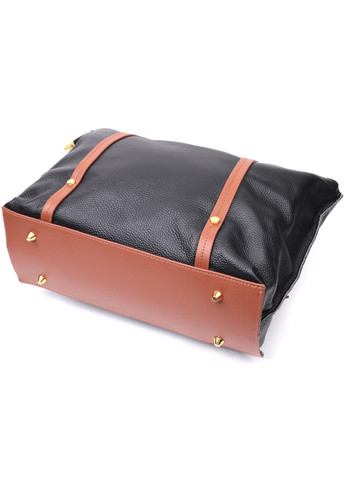 Удивительная двухцветная женская сумка из натуральной кожи 22303 Черный Vintage (276461837)