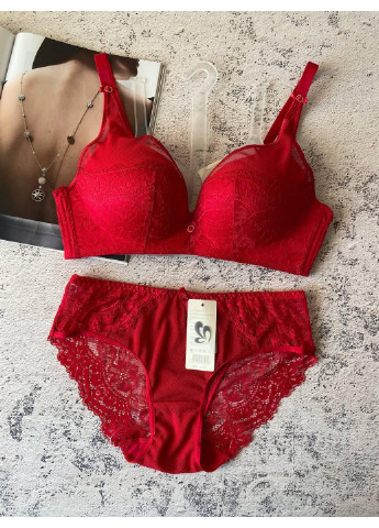 Красный 75/80/85/90с красивое женское красное нижнее белье с кружевом комплект на грудь 3 размера Weiyesi