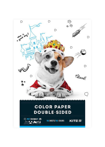 Бумага цветная двусторонняя 15 цветов Dogs цвет разноцветный ЦБ-00223067 Kite (260510123)