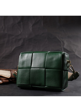 Компактная вечерняя сумка для женщин с переплетами из натуральной кожи 22312 Зеленая Vintage (276457575)