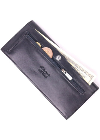 Класичний вертикальний гаманець з натуральної гладкої шкіри 21435 Чорний Karya (258267853)