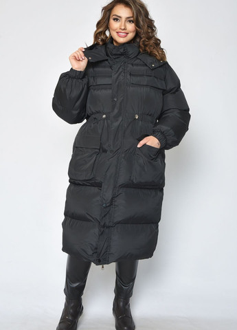 Чорна демісезонна куртка жіноча зимова чорного кольору Let's Shop