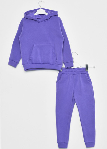 Фиолетовый зимний спортивный костюм детский для девочки на флисе фиолетового цвета брючный Let's Shop