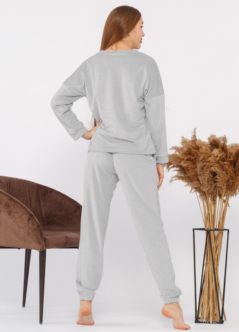 Светло-серая всесезон костюм домашний женский велюровый кофта со штанами светло-серый Maybel