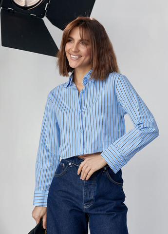 Укорочена жіноча сорочка у смужку - синій Lurex (277358360)