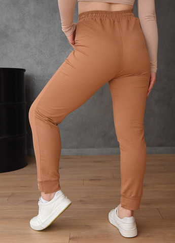 Спортивні штани жіночі темно-бежевого кольору однотонні Let's Shop (257409384)