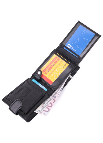 Якісний горизонтальний гаманець із натуральної шкіри 22455 Чорний st leather (277980518)