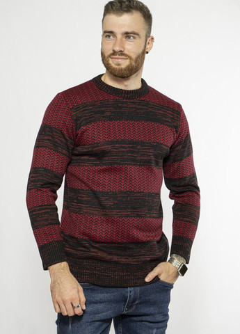 Прозрачный зимний стильный мужской свитер (черно-бордовый) Time of Style