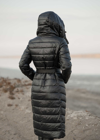 Чорне зимнє Жіноче зимове довге пальто 11688 Fodarlloy